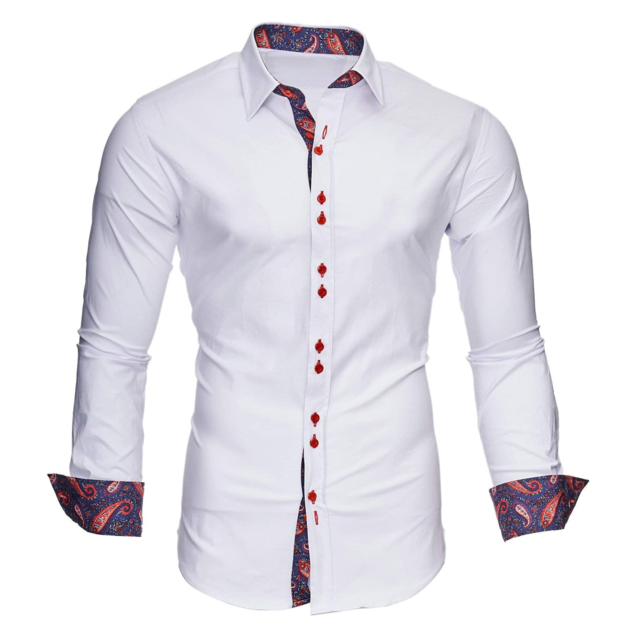 CAMICIA NESTOR FANTASIA ROSSA SLIM (S-6XL)