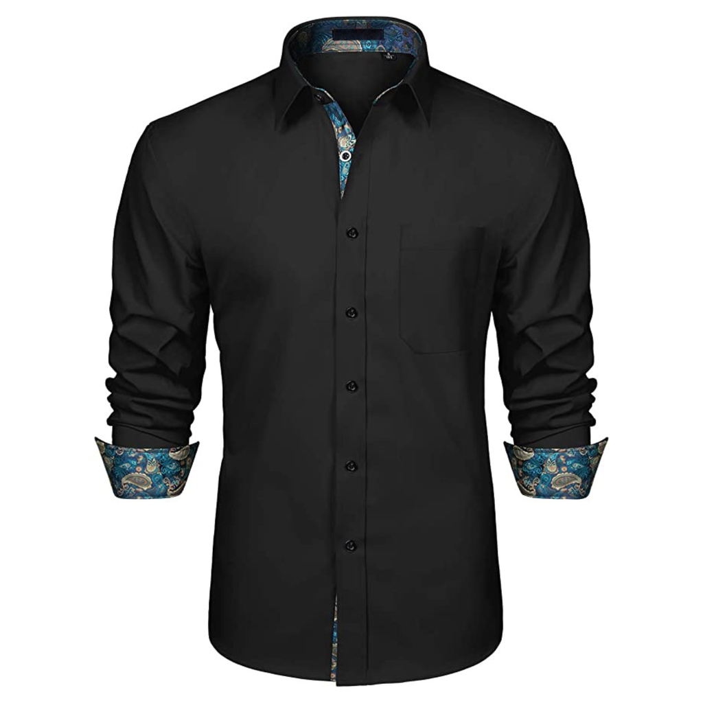 CAMICIA TREVOR NERA FANTASIA BLU DAMASCATO