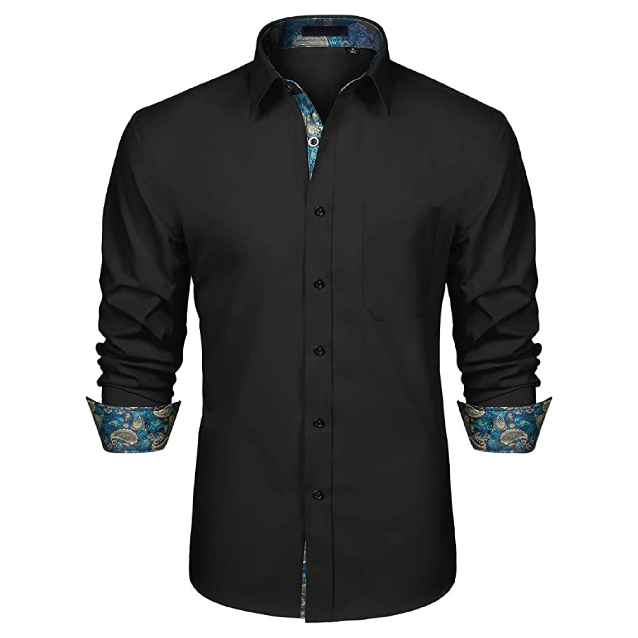 CAMICIA TREVOR NERA FANTASIA BLU DAMASCATO