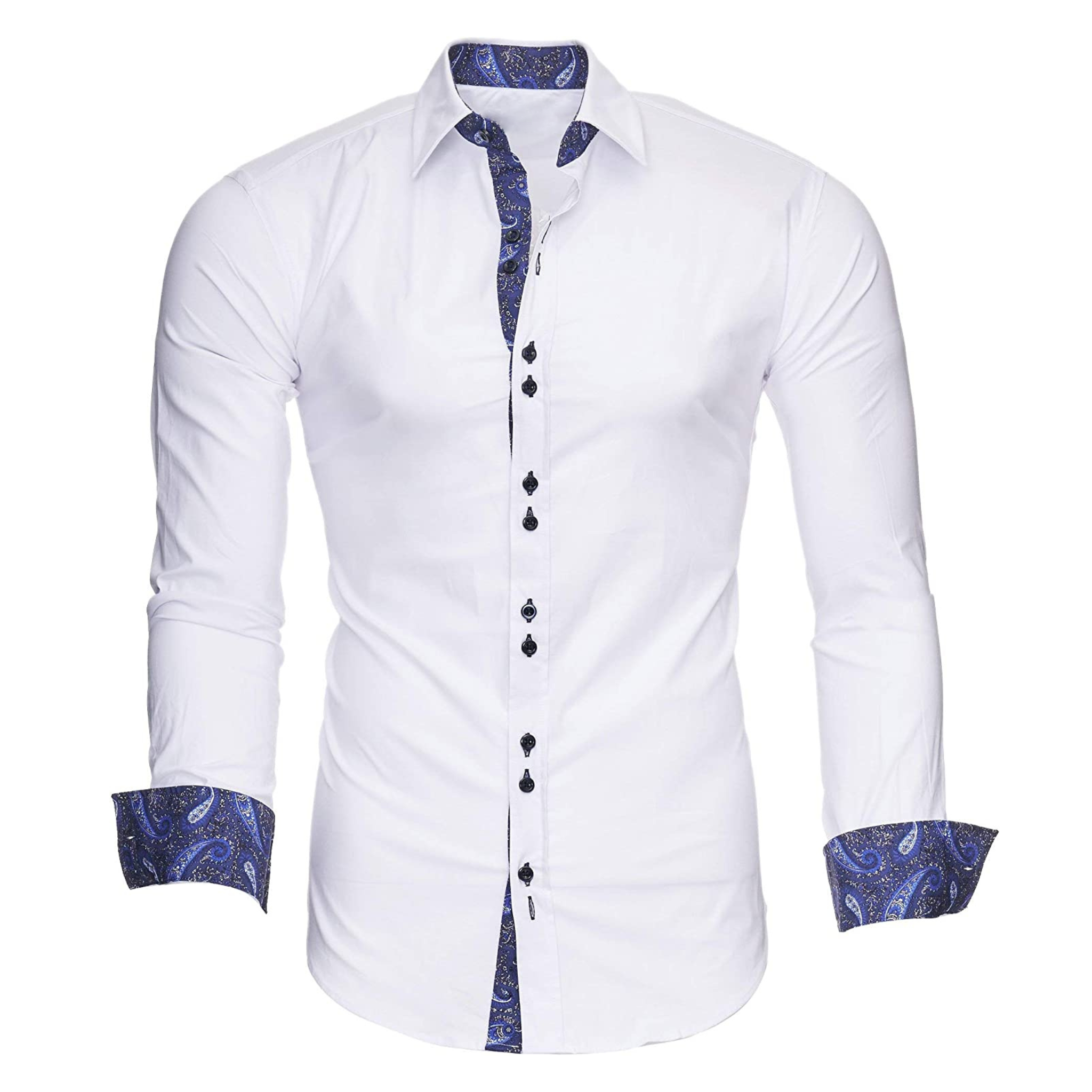 CAMICIA NESTOR FANTASIA BLU SLIM (S-6XL)