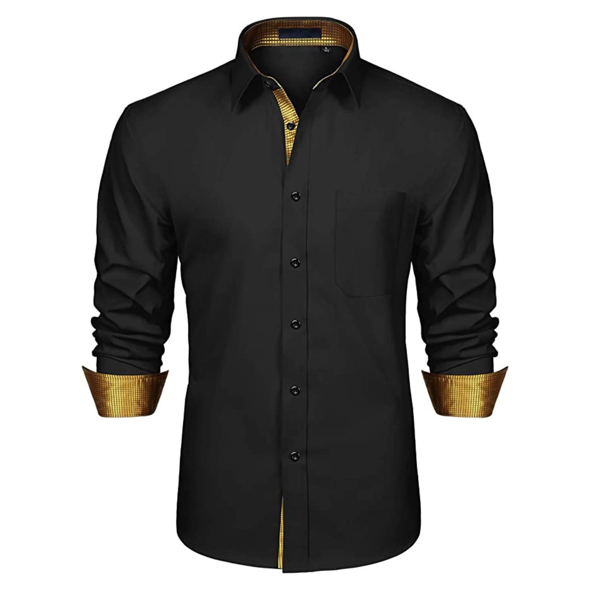 CAMICIA TREVOR FANTASIA BICOLORE NERA/ORO