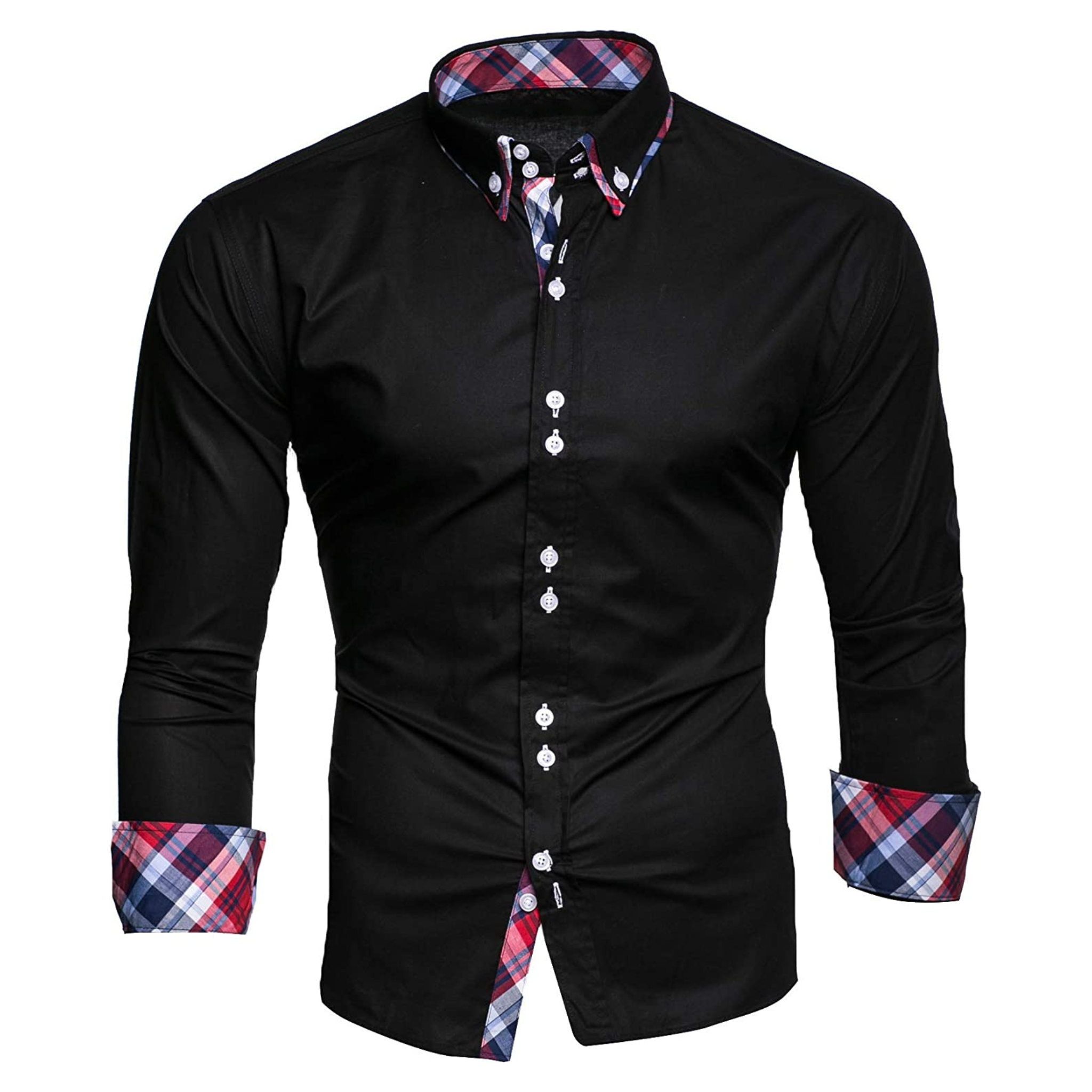 CAMICIA ROBY BICOLORE SLIM NERA (S-6XL)