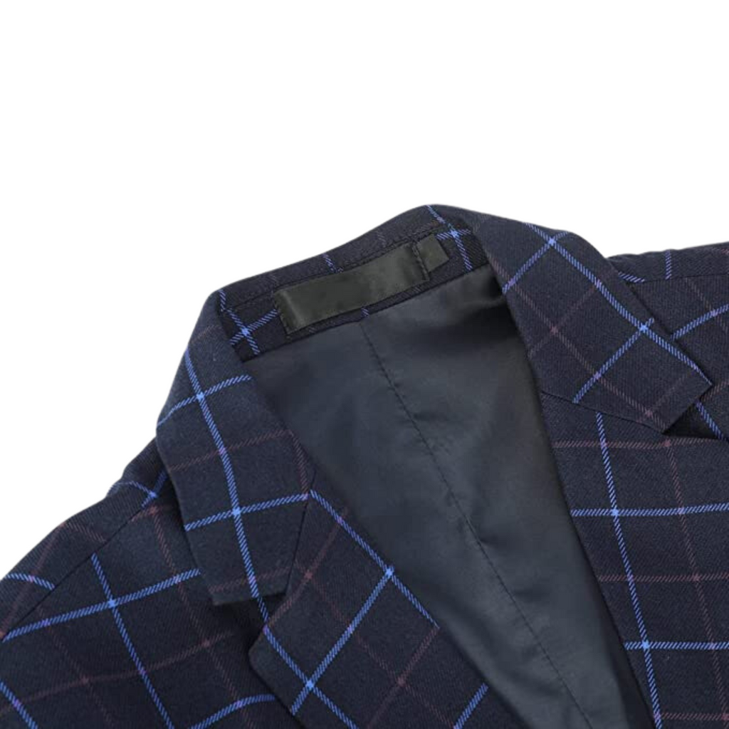 ABITO A QUADRI 3 PEZZI BLU SCURO